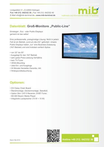 Datenblatt: Groß-Monitore „Public-Line“ m.i.b GmbH