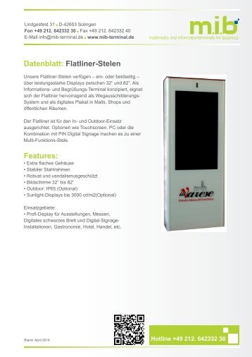 Datenblatt: Flatliner-Stelen m.i.b GmbH