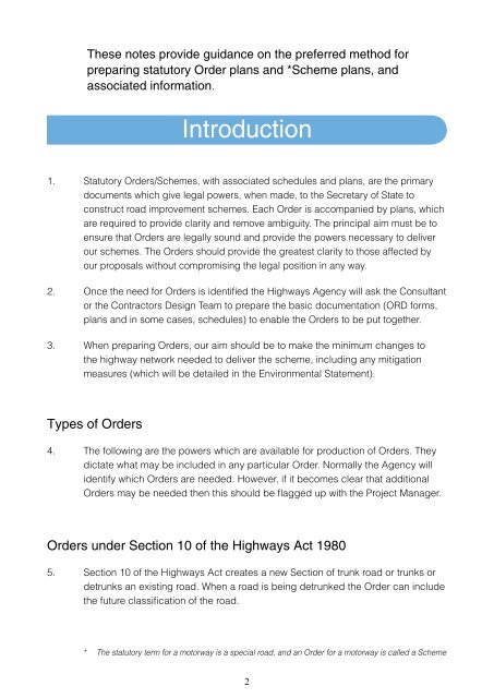 Highways Act Orders and Schemes