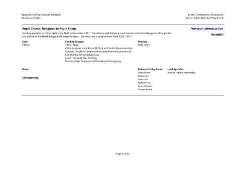 Bristol Development Framework Infrastructure Delivery Programme