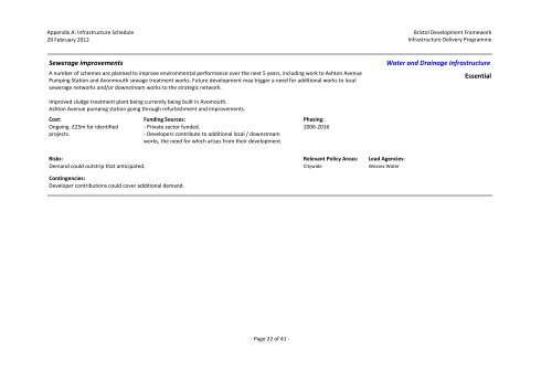 Bristol Development Framework Infrastructure Delivery Programme