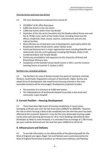 Bristol Development Framework Infrastructure Delivery Programme