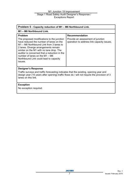 Supplementary Stage 1 Road Safety Audit Designer's Response