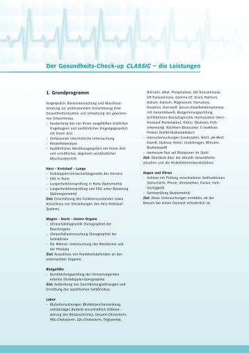 Der Gesundheits-Check-up CLASSIC â die Leistungen