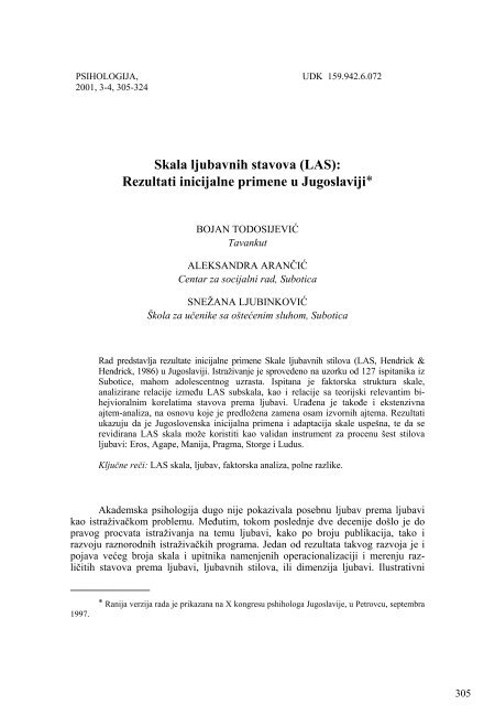 Skala ljubavnih stavova (LAS) - Personal pages of the CEU