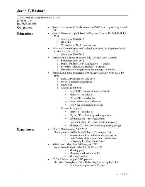 Resume(PDF) - Penn State Personal Web Server