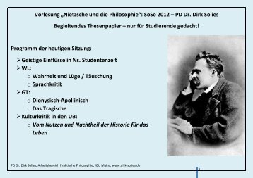 Vorlesung „Nietzsche und die Philosophie ... - PD Dr. Dirk Solies