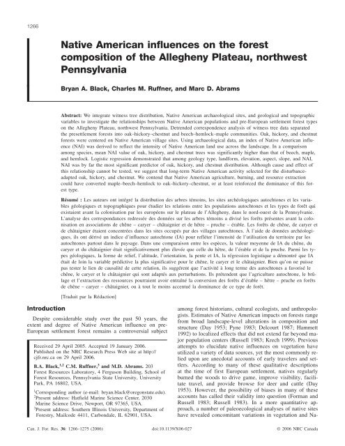 Native American influences on the forest composition of the ...