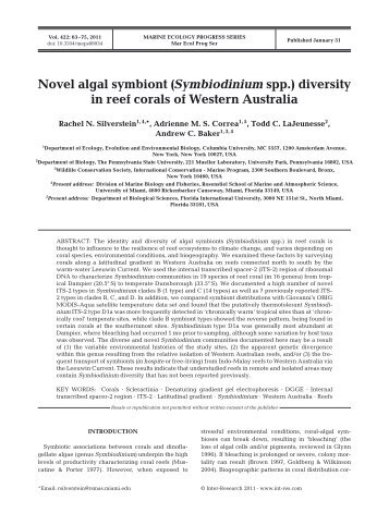 Novel algal symbiont (Symbiodinium spp.) diversity in reef corals of ...