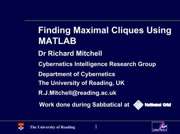 Maximal Cliques in MATLAB - University of Reading