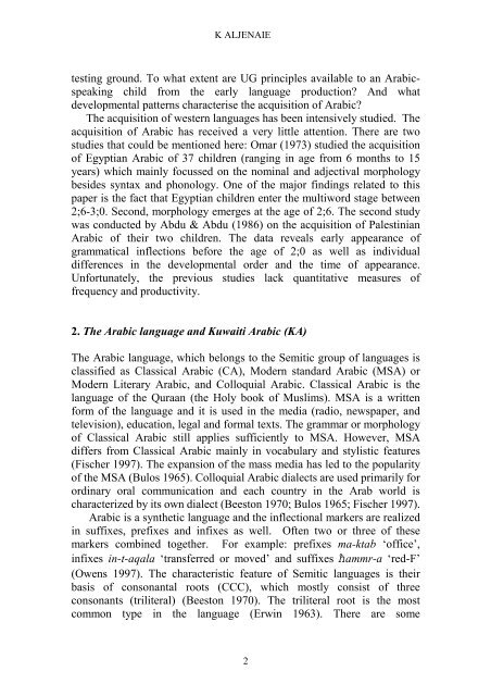 Reading Working Papers in Linguistics 4 (2000) - The University of ...