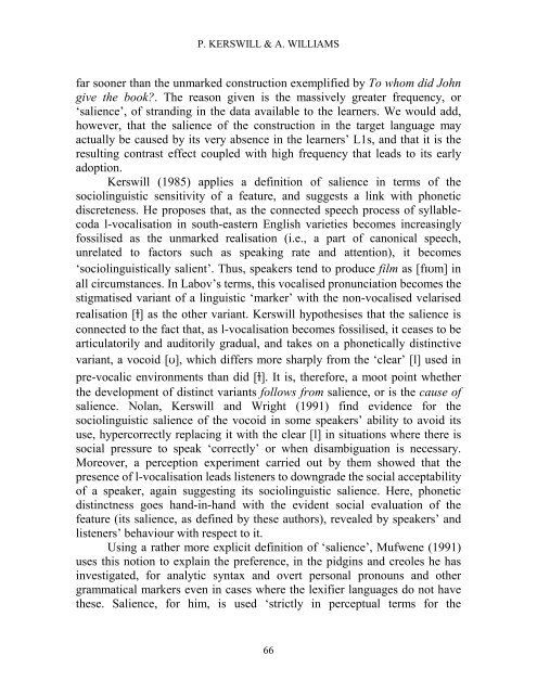 Reading Working Papers in Linguistics 4 (2000) - The University of ...