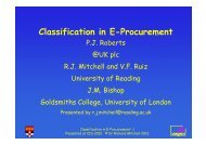 Classification in E-Procurement - University of Reading