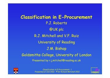 Classification in E-Procurement - University of Reading