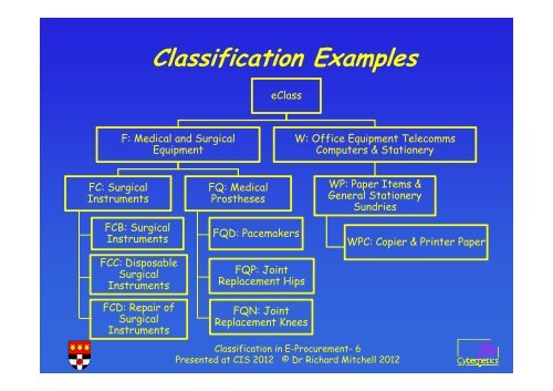 Classification in E-Procurement - University of Reading