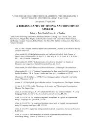 a bibliography of timing and rhythm in speech - University of Reading