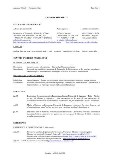 Curriculum Vitae (pdf) - University of Reading