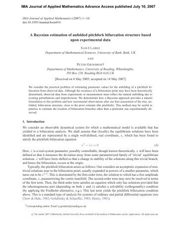 A Bayesian estimation of unfolded pitchfork bifurcation structure ...