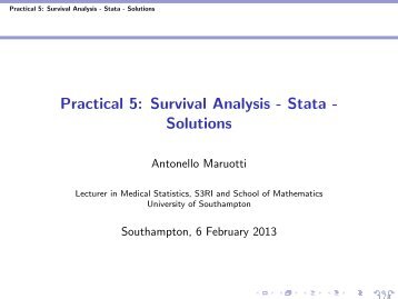 Practical 5: Survival Analysis - Stata - Solutions - University of ...