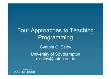 Four Approaches to Teaching Programming - University of ...