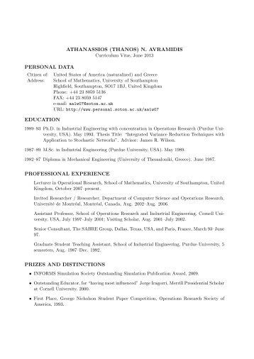 Curriculum Vitae - University of Southampton