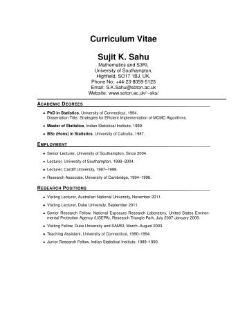 Curriculum Vitae Sujit K. Sahu - University of Southampton