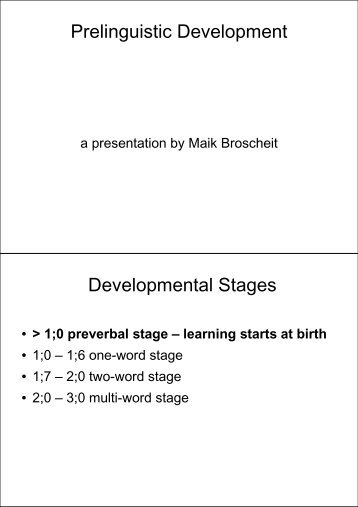 Maik Broscheit: Prelinguistic development