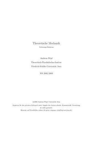 Theoretische Mechanik - Friedrich-Schiller-UniversitÃ¤t Jena