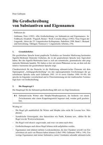 Die GroÃschreibung von Substantiven und Eigennamen