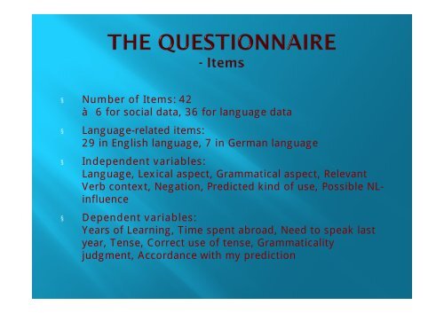 Alexandra Gathen: L2 acquisition of the English present perfect