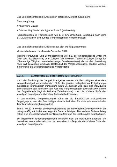 Das neue Tarifrecht Information - der Personalabteilung - TU Berlin