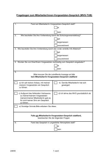 MVG-Fragebogen - der Personalabteilung