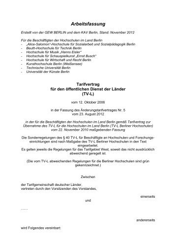 TV-L Berliner Hochschulen, Arbeitsfassung mit ÄTV 5 (PDF, 206,6 KB)