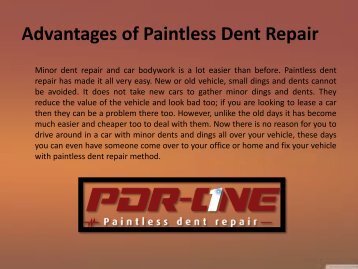 Advantages of Paintless Dent Repair