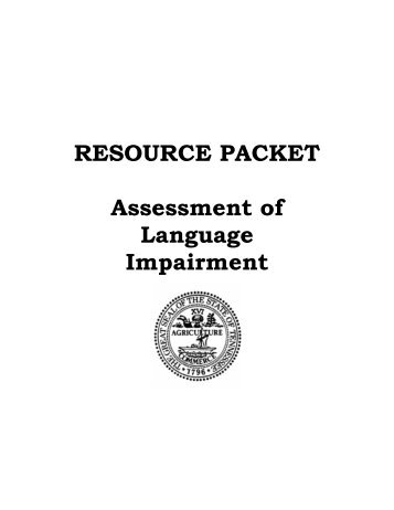 RESOURCE PACKET Assessment of Language Impairment