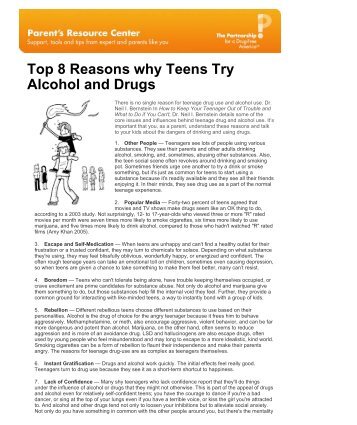 Top 8 Reasons why Teens Try Alcohol and Drugs