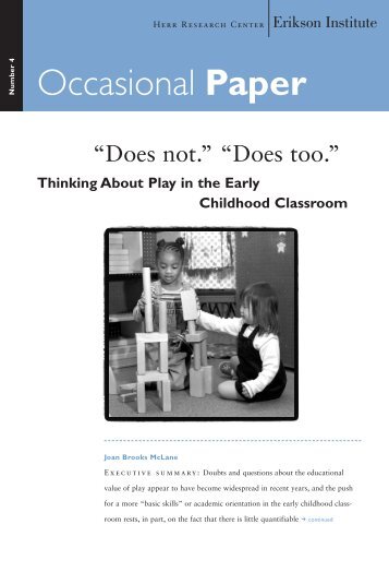 âThinking About Play in the Early Childhood ... - Erikson Institute