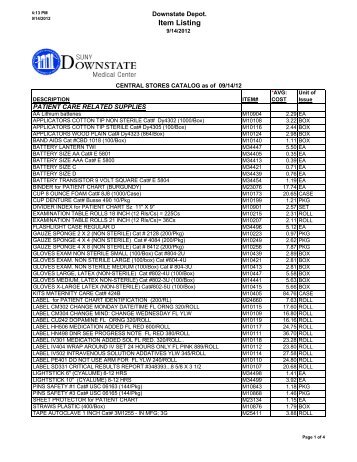 Central Stores Catalog