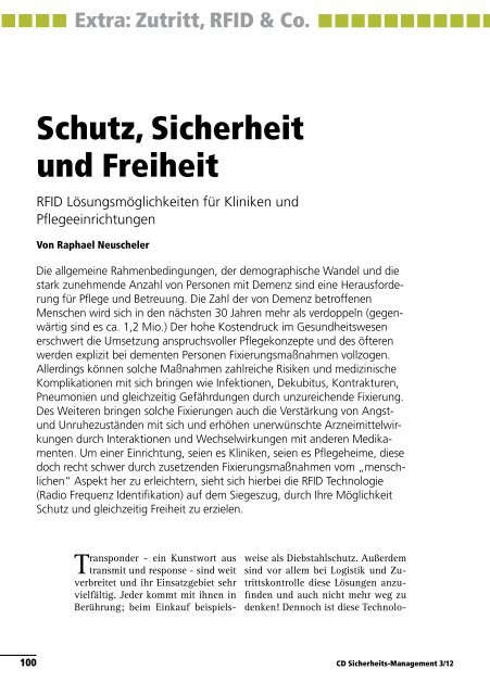 Schutz, Sicherheit und Freiheit - Neuscheler