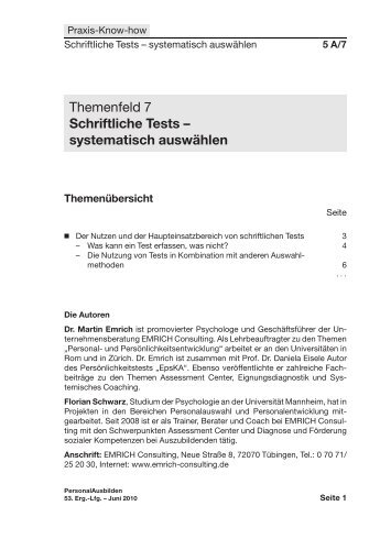 Schriftliche Tests - Personalwirtschaft