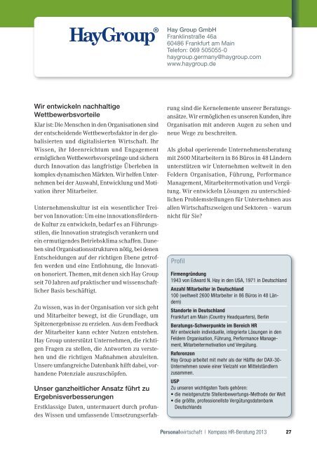 HR-Beratung 2013 - Personalwirtschaft