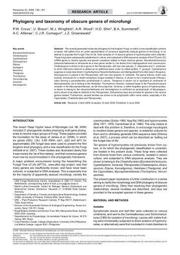 Phylogeny and taxonomy of obscure genera of microfungi - Persoonia