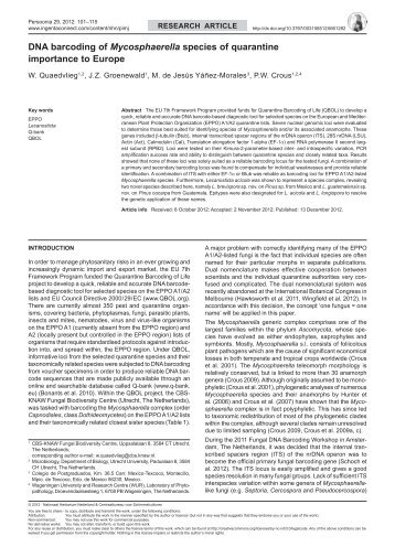 DNA barcoding of Mycosphaerella species of ... - Persoonia