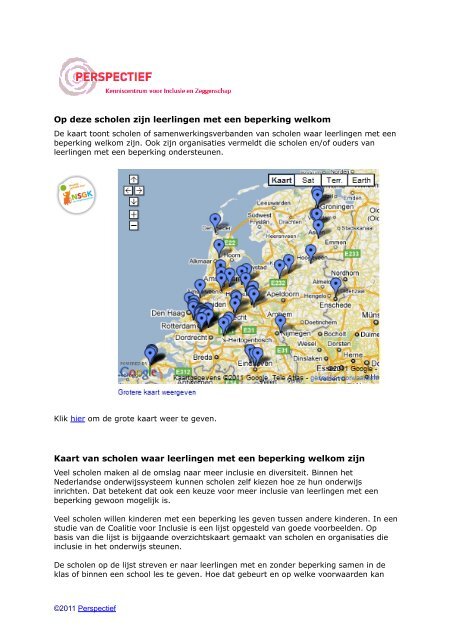 Kaart van scholen waar leerlingen met een beperking ... - Perspectief