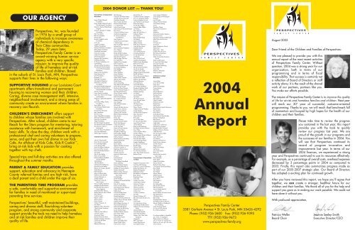 Annual Report 2004 - Perspectives Family Center