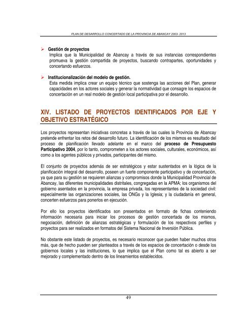 plan de desarrollo concertado de la provincia de abancay 2003-2013