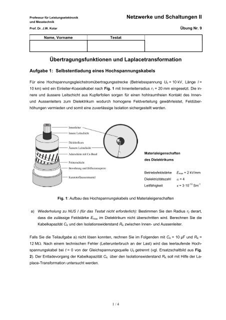Netzwerke und Schaltungen II Übertragungsfunktionen und ...