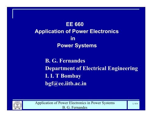 BG Fernandes Department of Electrical Engineering II T - Power ...