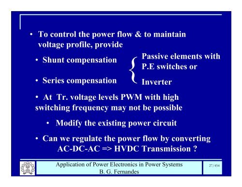 BG Fernandes Department of Electrical Engineering II T - Power ...