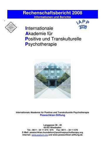 Rechenschaftsbericht 2008 - Prof. Peseschkian Stiftung